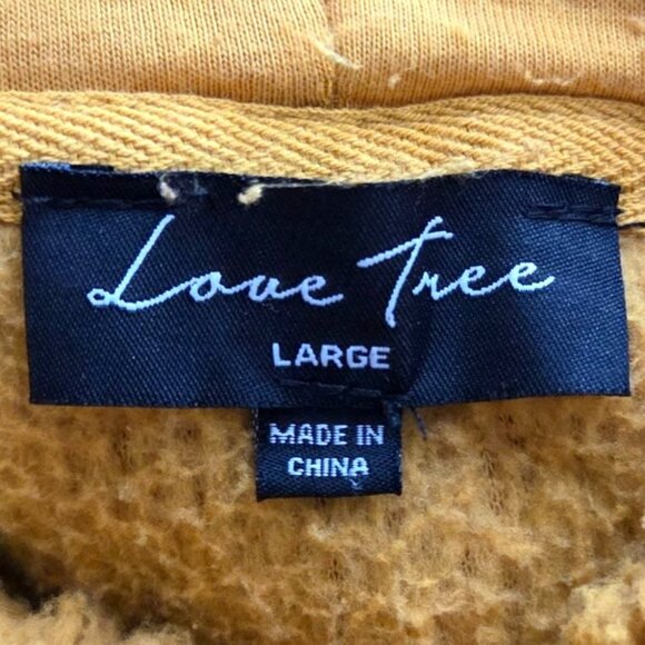 Love Tree Large Mustard Yellow Sherpa Teddy Hoodie Fuzzy Polyester Pullover - Picture 5 of 6